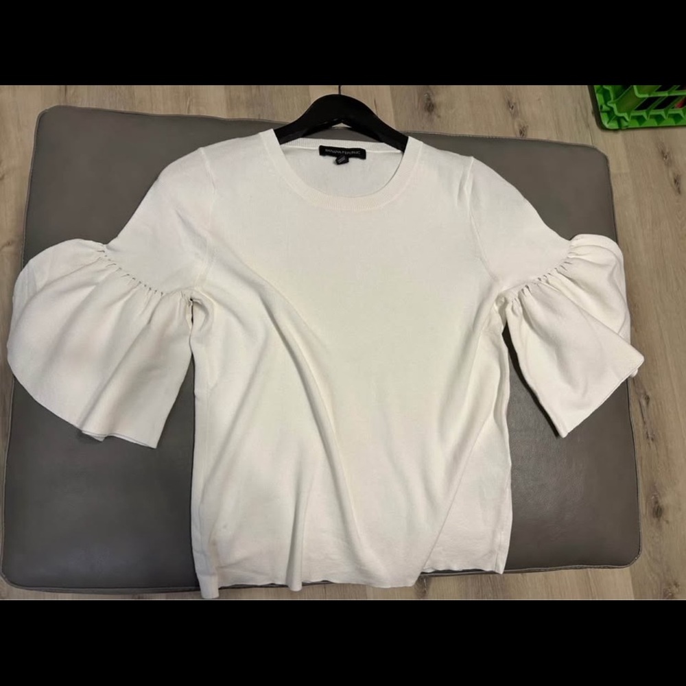 Banana Republic Cream Blouse with Ruffled Sleeves